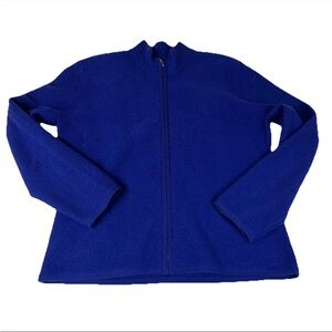 Bridgetown Collection Women’s Full Zip Down Sweater 100% Wool Blue #0887